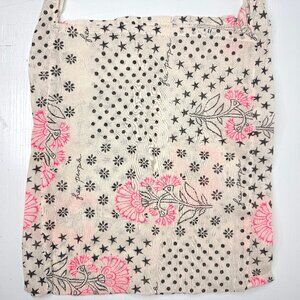 FREE PEOPLE Floral Mesh Gauze Beach Boho Rectangular Shoulder Tote Bag